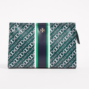NWOT Tory Burch Gemini Link Triangle Cosmetic Case